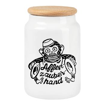 AZH - Cookie Jar with Wooden Lid - white - Front