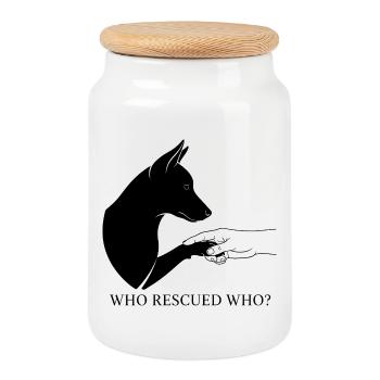 Dog Rescue Love - Cookie Jar with Wooden Lid - white - Front