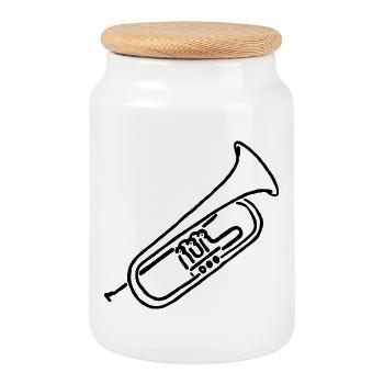 Cadeau de croquis Bugle pour musicien - Boîte à biscuits avec couvercle en bois - blanc - Devant