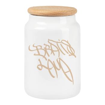 Croquis de graffitis abstraits de Bratislava - Boîte à biscuits avec couvercle en bois - blanc - Devant