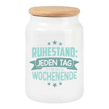 Ruhestand Geschenk Rente Pensionierung Abschied - Keksdose mit Holzdeckel - Weiß - Vorne