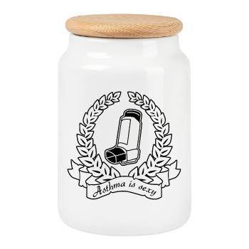 L’asthme est sexy – Nerd Flirt Dicton & Cadeau - Boîte à biscuits avec couvercle en bois - blanc - Devant