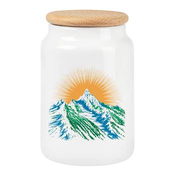 Outdoor Exploration Hikers - Mountaineering Peaks - Cookie Jar with Wooden Lid - white - Front