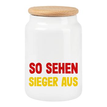 Lustiges Fußball Fussball Fan Geschenk - Keksdose mit Holzdeckel - Weiß - Vorne