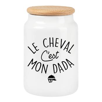 Horse Riding Equestrian Sport Phrase Humor - Cookie Jar with Wooden Lid - white - Front