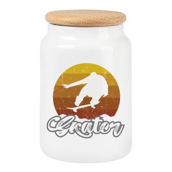 Skater - Cookie Jar with Wooden Lid - white - Front