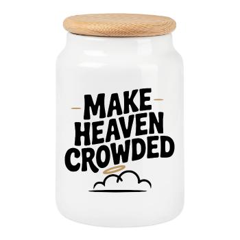Make Heaven Crowed - Cookie Jar with Wooden Lid - white - Front