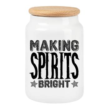 Making Spirits - Cookie Jar with Wooden Lid - white - Front