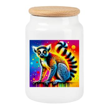 Lemur - Keksdose mit Holzdeckel - Weiß - Vorne