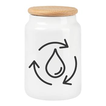 Water Recycling Symbol With Droplet And Arrows - Cookie Jar with Wooden Lid - white - Front