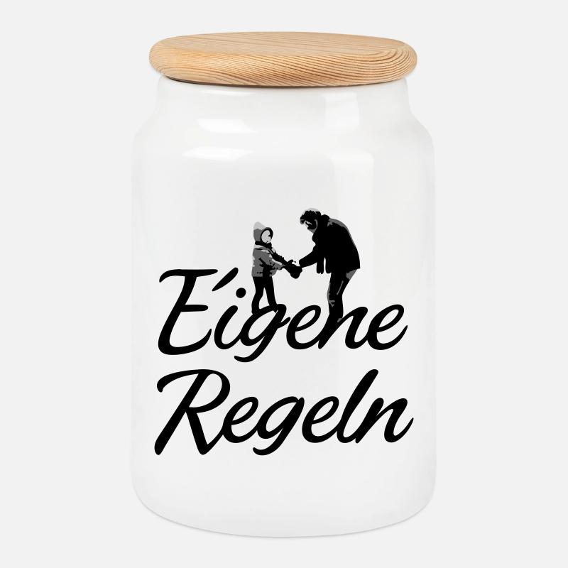 Vater und Kind Silhouette - Keksdose mit Holzdeckel - Weiß