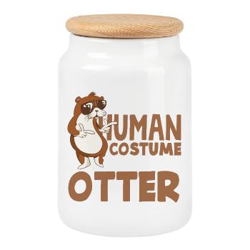 Seeotter Cartoon Menschliches Kostüm - Keksdose mit Holzdeckel - Weiß - Vorne