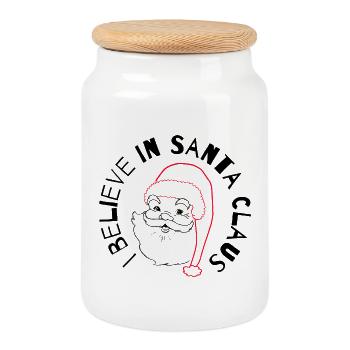 Je crois au Père Noël - Boîte à biscuits avec couvercle en bois - blanc - Devant