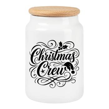 Noël Noël de l’équipage de Noël - Boîte à biscuits avec couvercle en bois - blanc - Devant
