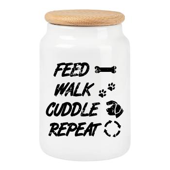 Dog Lover Saying - Cookie Jar with Wooden Lid - white - Front