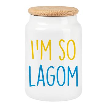 Lagom Sverige Suède - Boîte à biscuits avec couvercle en bois - blanc - Devant