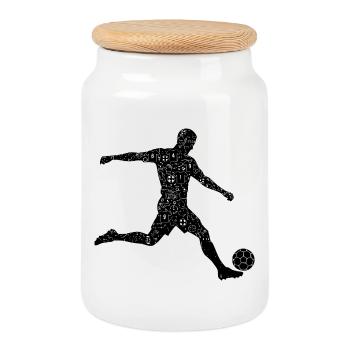 Football Design Joueur Football - Boîte à biscuits avec couvercle en bois - blanc - Devant
