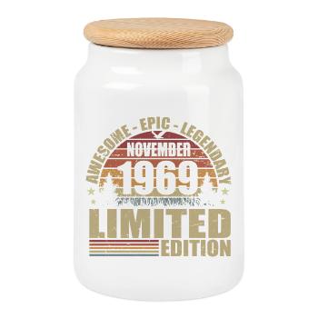 November 1969 Limited Edition Retro November 1969 - Cookie Jar with Wooden Lid - white - Front