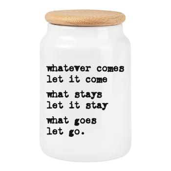 whatever comes let it come – Mindset – Typo-Motiv - Keksdose mit Holzdeckel - Weiß - Vorne