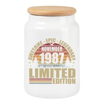 Novembre 1987 Édition Limitée Rétro Novembre 1987 - Boîte à biscuits avec couvercle en bois - blanc - Devant