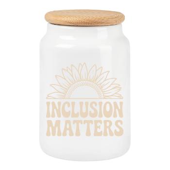L’inclusion est importante : Sunflower Design pour la diversité - Boîte à biscuits avec couvercle en bois - blanc - Devant