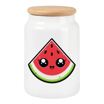 Kawaii Wassermelone Helles Lächeln - Keksdose mit Holzdeckel - Weiß - Vorne