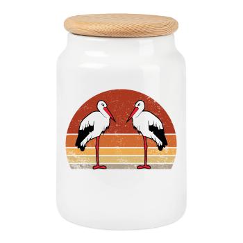 ADLER VIntage Retro - Cookie Jar with Wooden Lid - white - Front