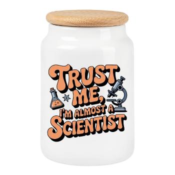 science humor - Cookie Jar with Wooden Lid - white - Front