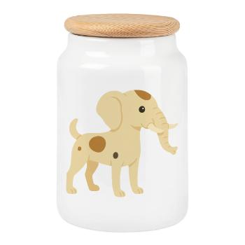 Elefant Hund Jack Russell - Keksdose mit Holzdeckel - Weiß - Vorne