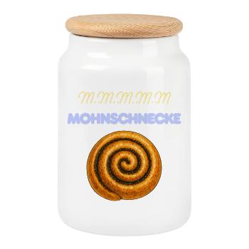 Poppy Snail Spiral Font Design Humorous - Cookie Jar with Wooden Lid - white - Front