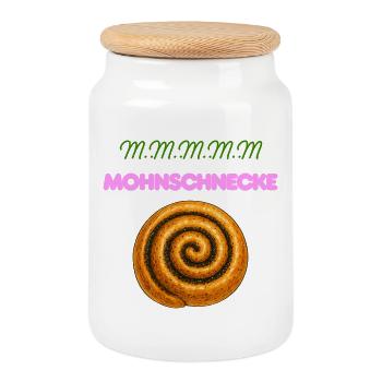 Mohnschnecke Spiral Pink Schrift Dessert  - Keksdose mit Holzdeckel - Weiß - Vorne