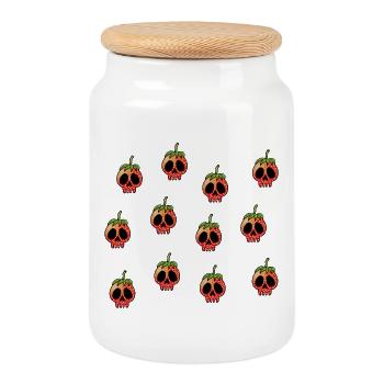 Crânes de fraises - Boîte à biscuits avec couvercle en bois - blanc - Devant