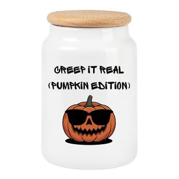 Creep it Real – Pumpkin Edition - Cookie Jar with Wooden Lid - white - Front