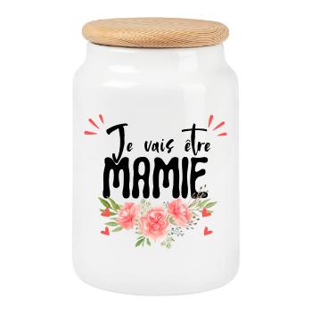 I'm going to be a granny – Pregnancy announcement - Cookie Jar with Wooden Lid - white - Front