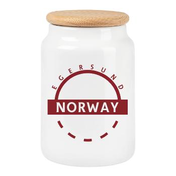 Egersund Norvège Emblème - Boîte à biscuits avec couvercle en bois - blanc - Devant