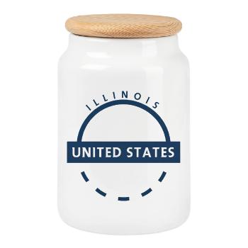 Illinois round badge with USA text - Cookie Jar with Wooden Lid - white - Front