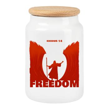 Exode : la liberté - Boîte à biscuits avec couvercle en bois - blanc - Devant