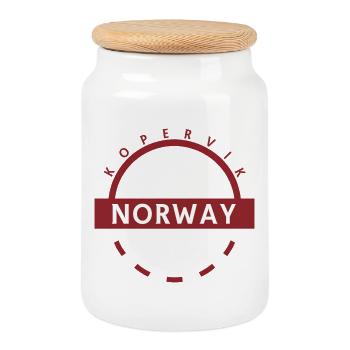 Emblème du bouclier vintage de la Norvège - Boîte à biscuits avec couvercle en bois - blanc - Devant