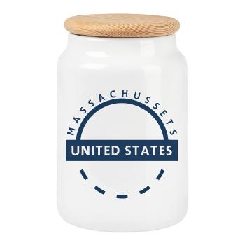 Massachusetts state badge design - Cookie Jar with Wooden Lid - white - Front