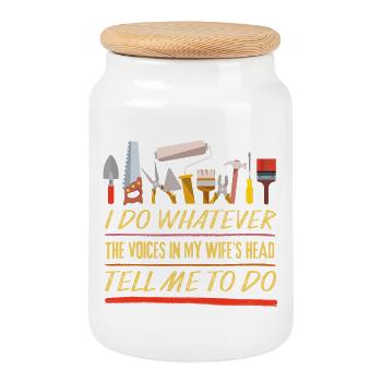 I_do_Anything_for_Wife_1 - Keksdose mit Holzdeckel - Weiß - Vorne