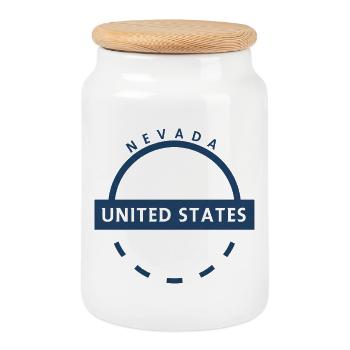 Nevada Circular State Badge - Cookie Jar with Wooden Lid - white - Front