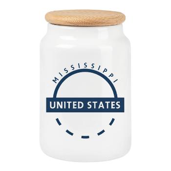 Mississippi Emblem United States - Cookie Jar with Wooden Lid - white - Front