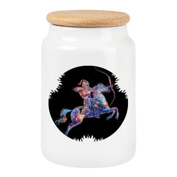 Constellation géométrique du Sagittaire - Boîte à biscuits avec couvercle en bois - blanc - Devant