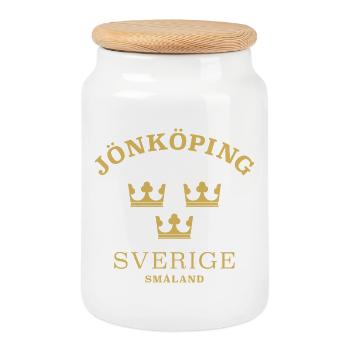Jönköping, Sverige, Suède - Boîte à biscuits avec couvercle en bois - blanc - Devant