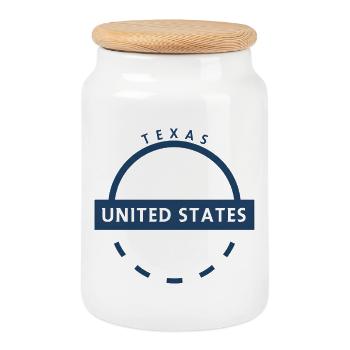 Texas United States Emblem Round Seal - Cookie Jar with Wooden Lid - white - Front