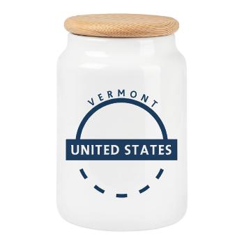 Vermont United States Badge - Cookie Jar with Wooden Lid - white - Front