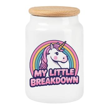 Unicorn My Little Breakdown Cartoon - Cookie Jar with Wooden Lid - white - Front