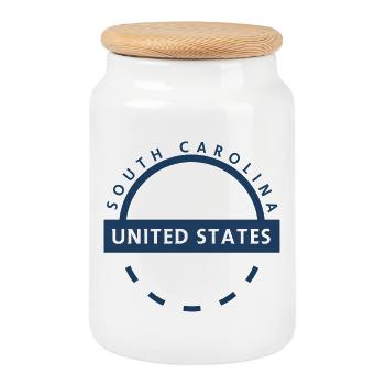 Emblème des États-Unis de la Caroline du Sud - Boîte à biscuits avec couvercle en bois - blanc - Devant