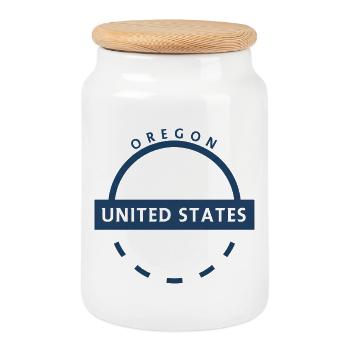 Oregon-Emblem, USA - Keksdose mit Holzdeckel - Weiß - Vorne