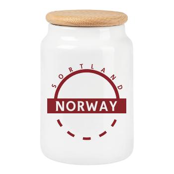 Norway Sportland Emblem - Cookie Jar with Wooden Lid - white - Front